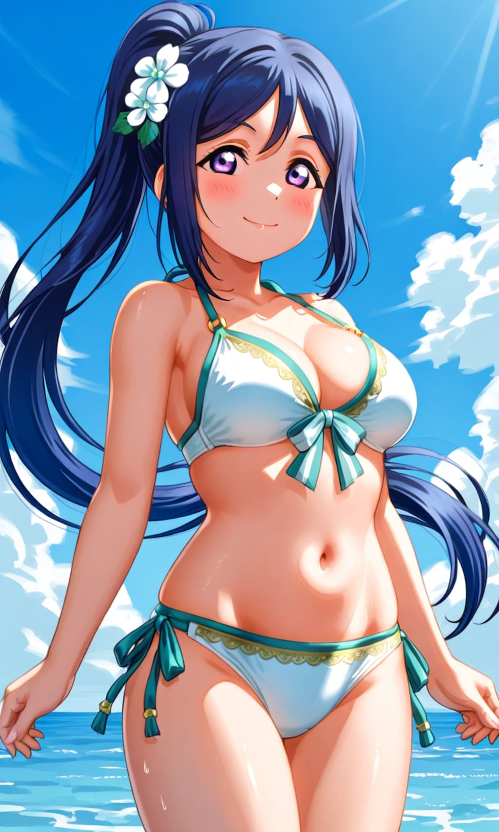 PixAIで松浦果南のビキニLoRAでビーチデート👙🏖️❤️