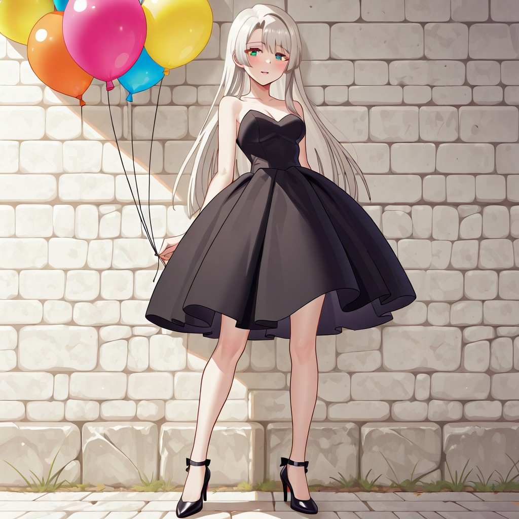 カラーバルーンとドレスの女