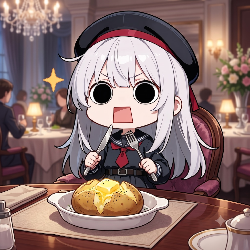 じゃがバターを頂くえらいこっちゃ嬢
