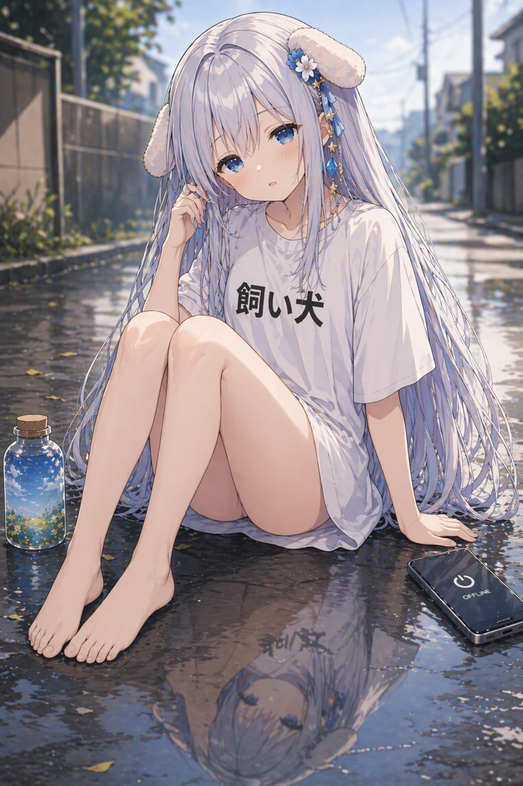 水たまりにうつるきみ