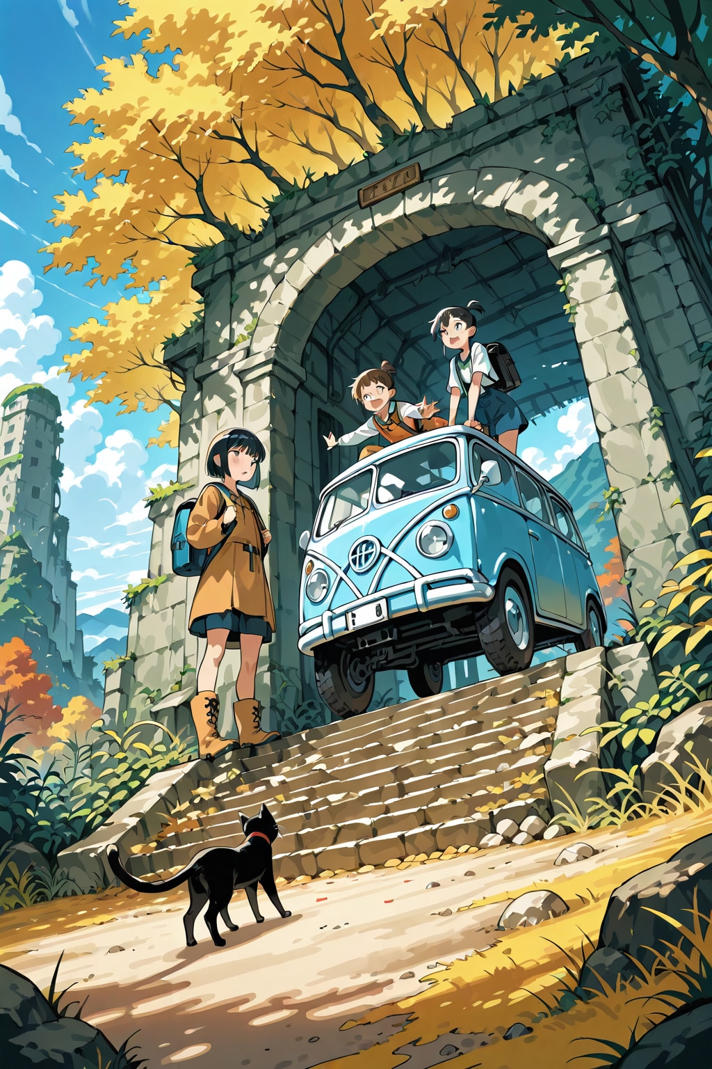 ミニバンと城 | の人気AIイラスト・グラビア