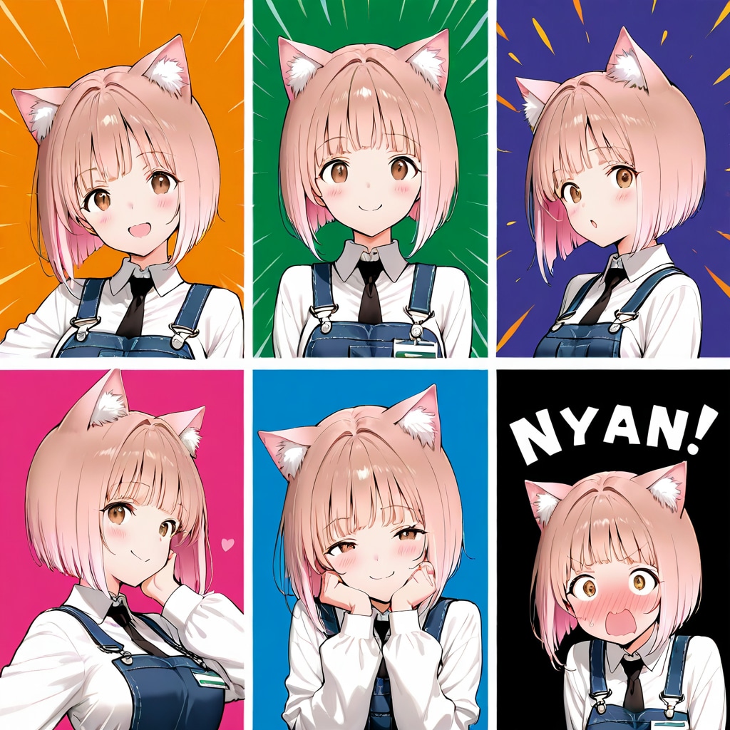 猫又書店員さん表情６変化、最後は尻尾でも踏まれたのか？ | の人気AIイラスト・グラビア