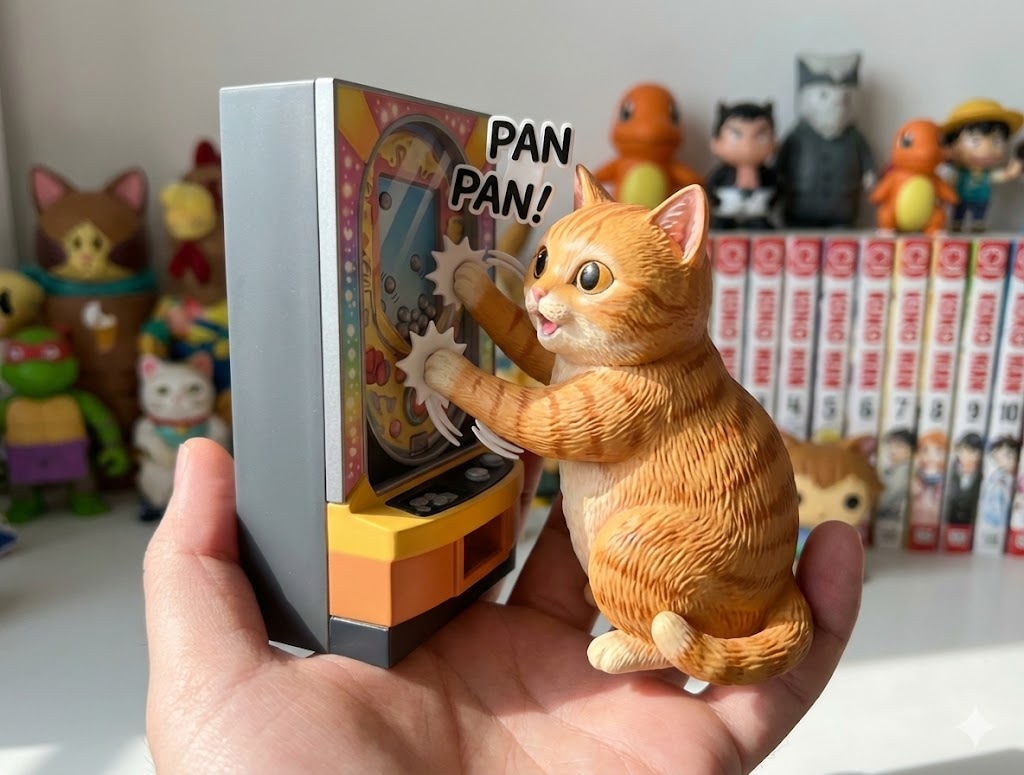 パチンコ猫フィギュア