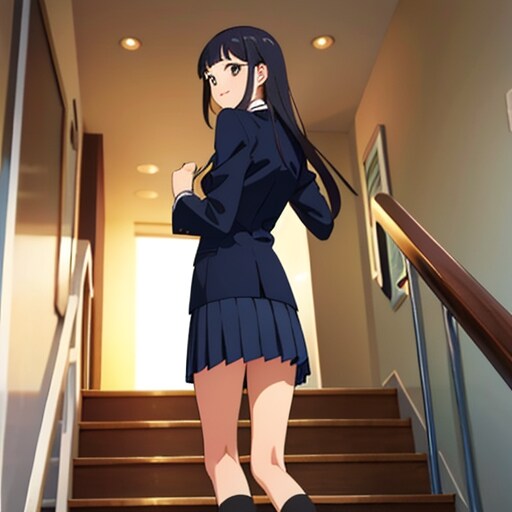 階段を登る女子高生の後ろ姿