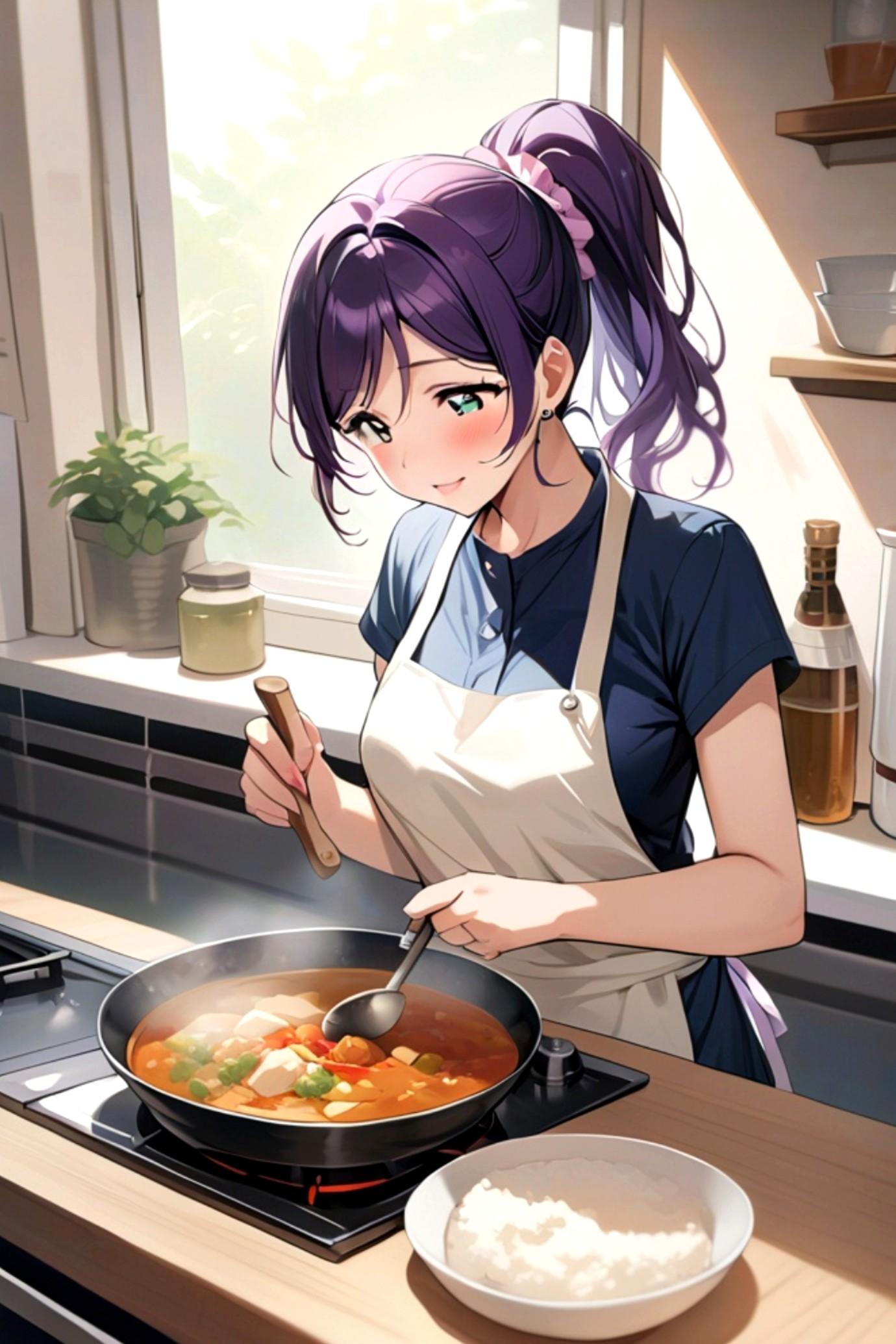 カレーを作る東條希 | の人気AIイラスト・グラビア