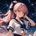 星座とピンクポニテちゃん 2枚目