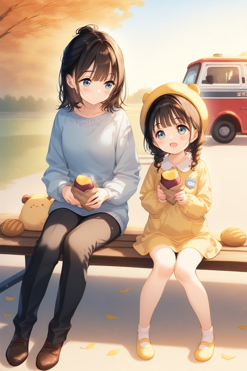 姉妹で仲良く焼き芋食べる🍠