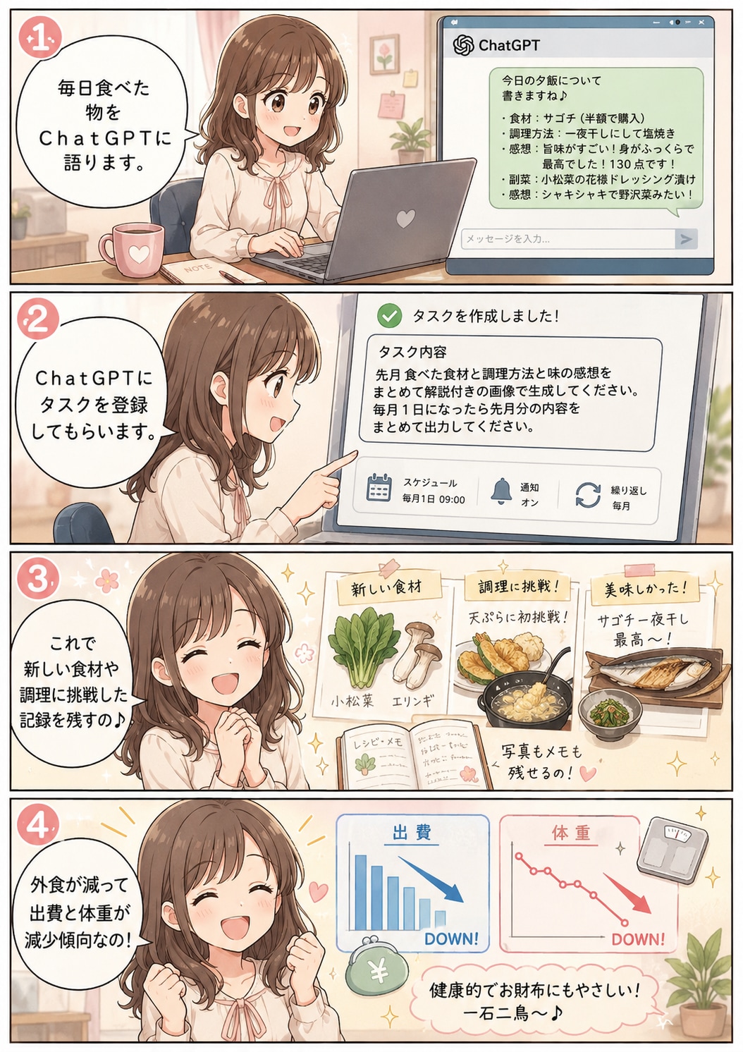 毎月漫画　先月の料理記録
