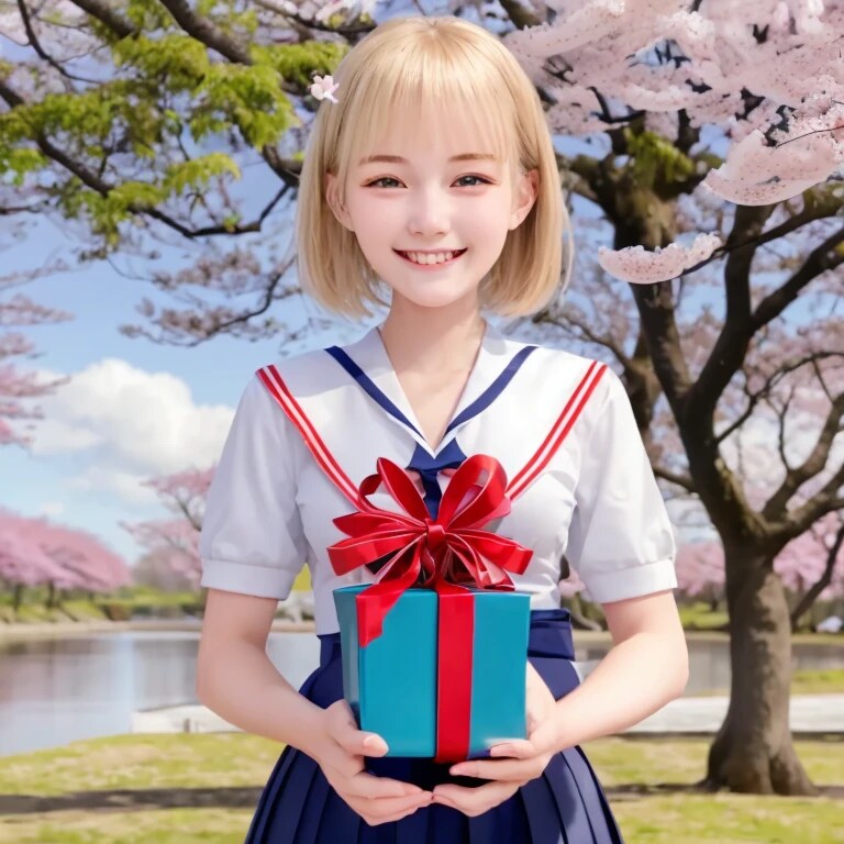 金髪ボブでセーラー服の美女 | の人気AIイラスト・グラビア