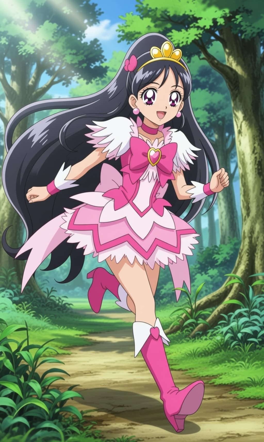 森を走るプリキュアのような子