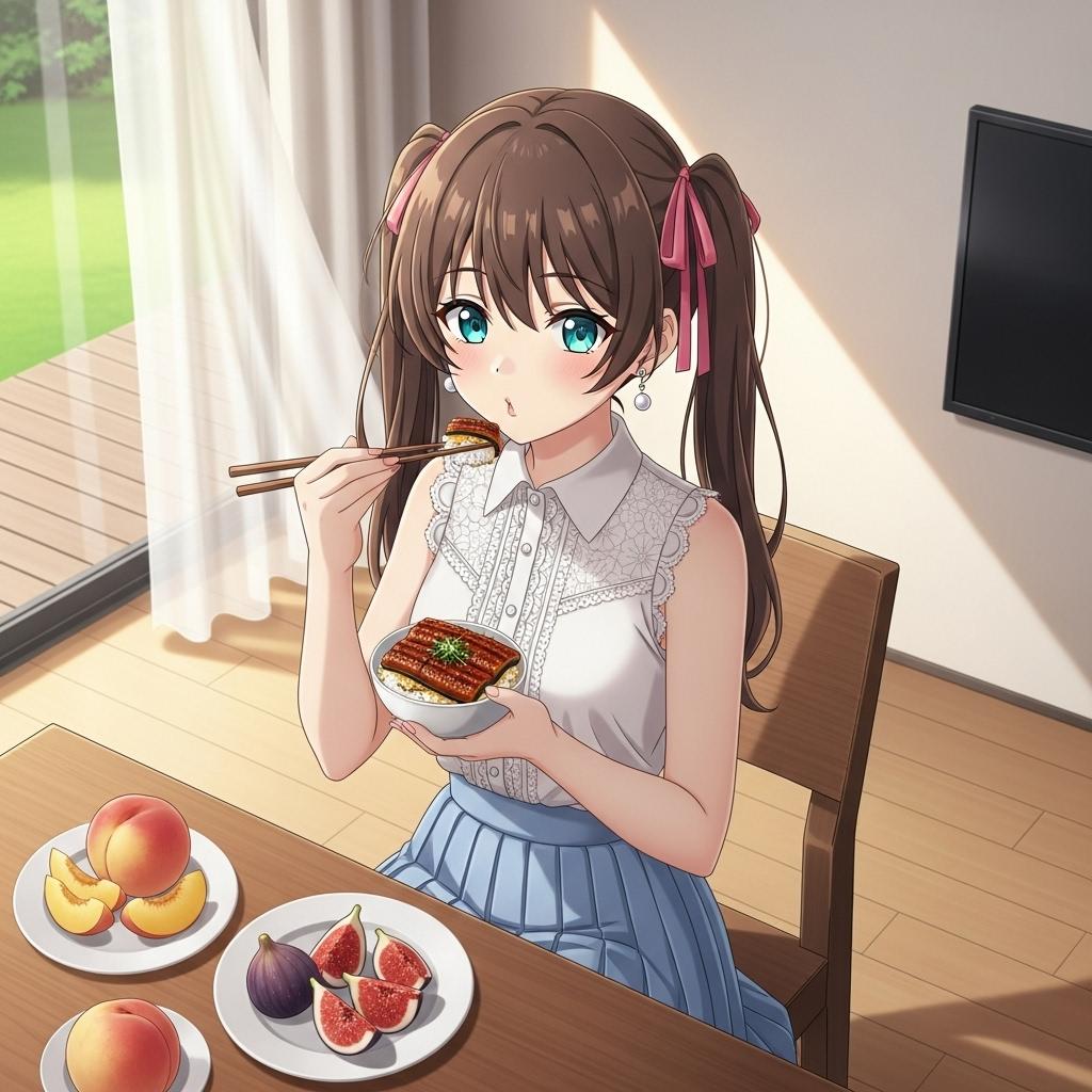 うな丼と桃といちじく | の人気AIイラスト・グラビア