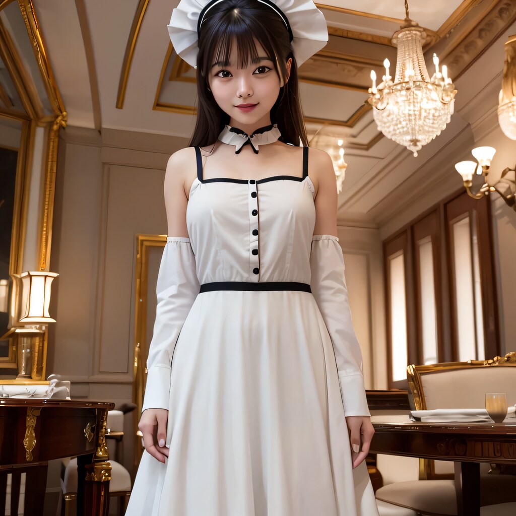 黒髪ロングでメイド服の美女９２