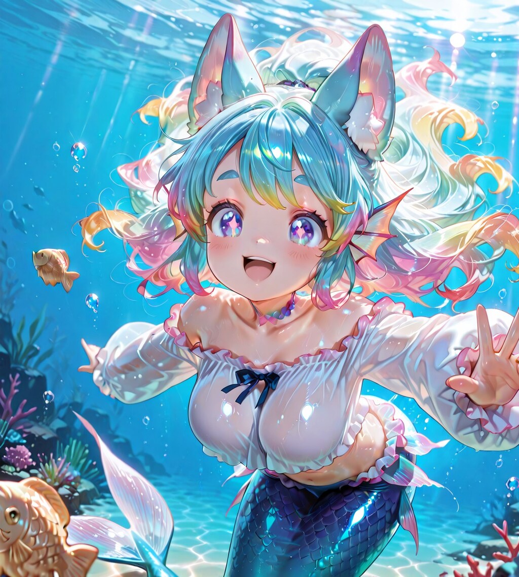 8枚）泳ぐたい焼きと人魚さん