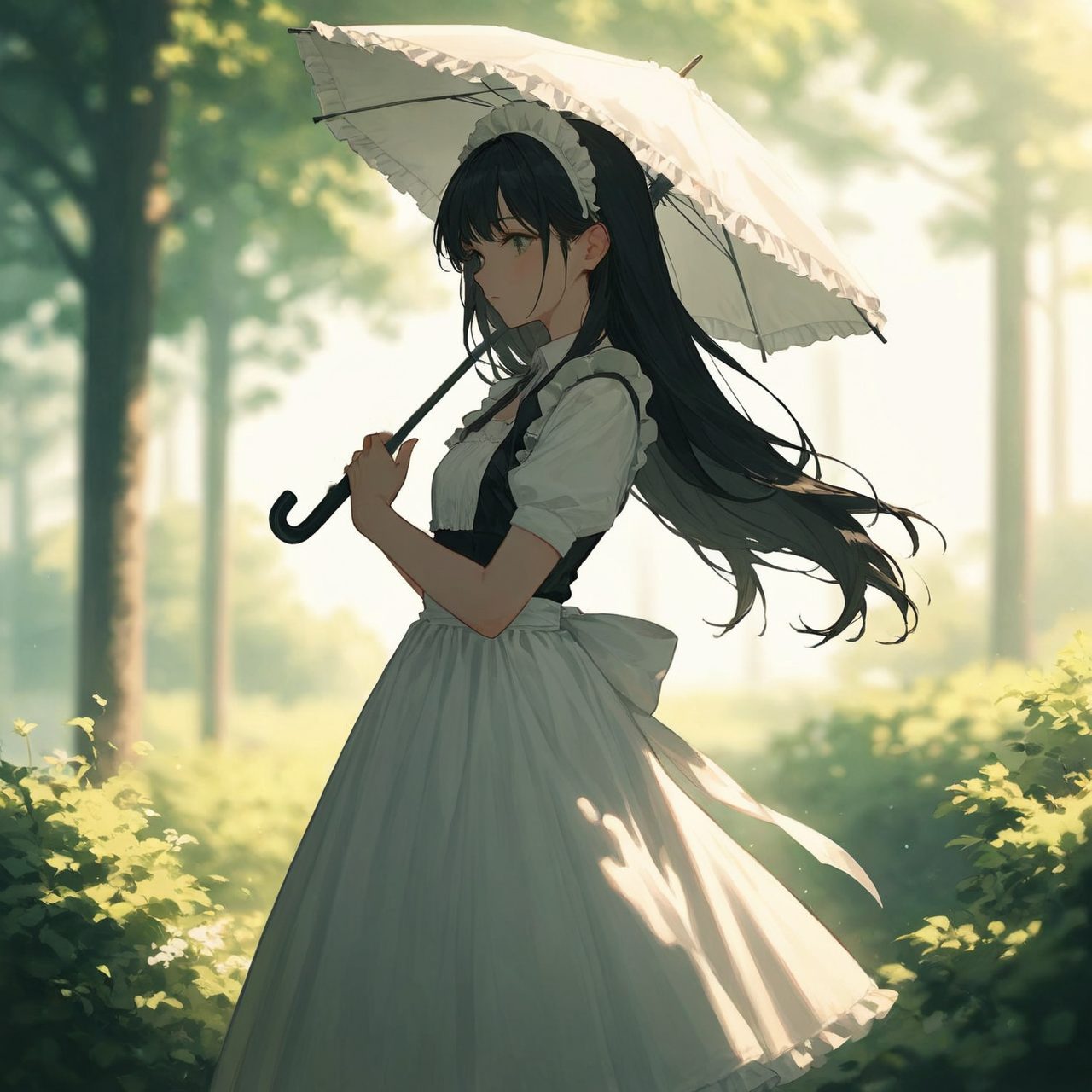 木漏れ日で佇むメイドさん