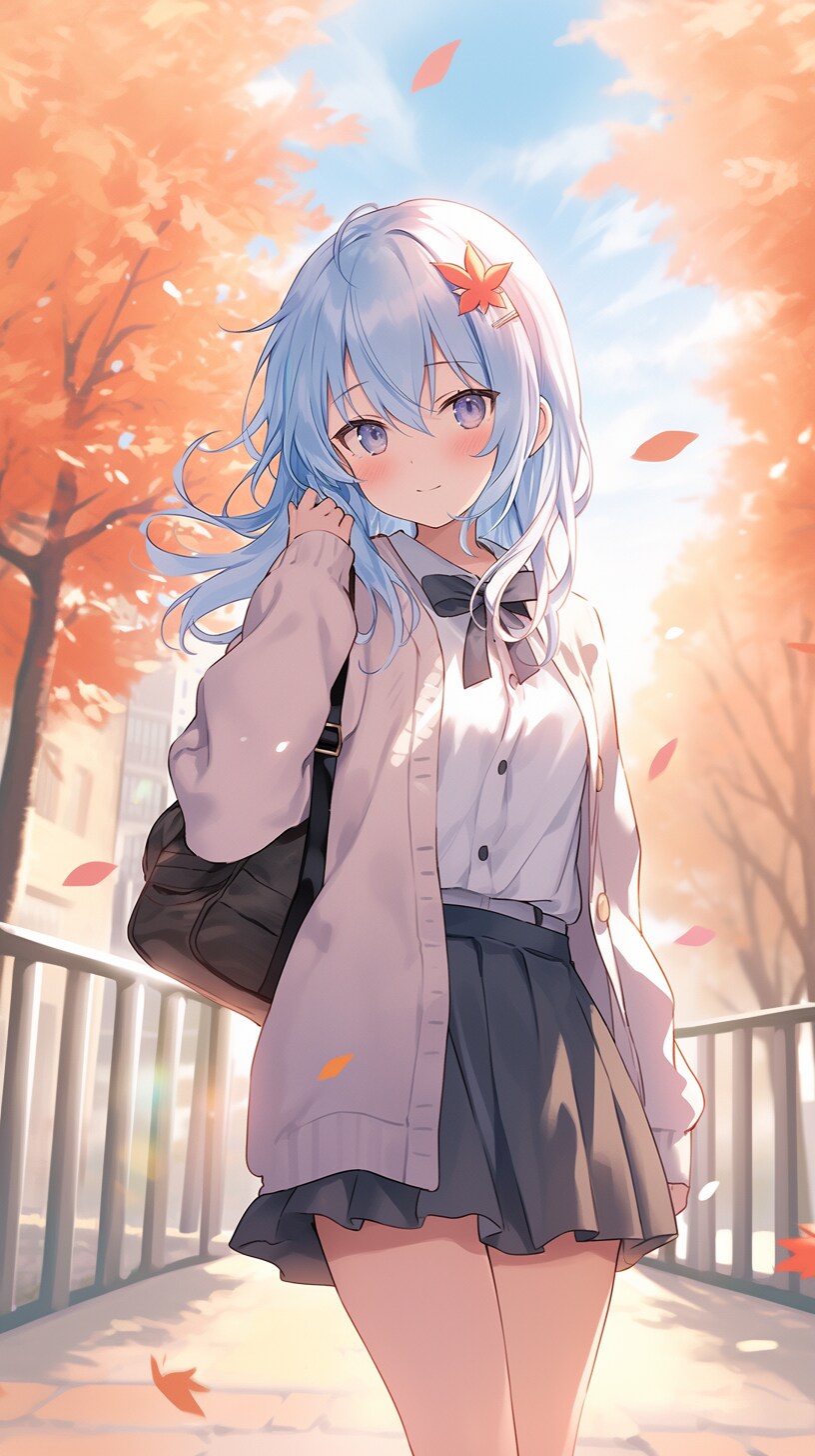 紅葉時の学校帰り | の人気AIイラスト・グラビア