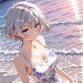 (1235)銀髪ちゃん花柄ワンピース 3枚目