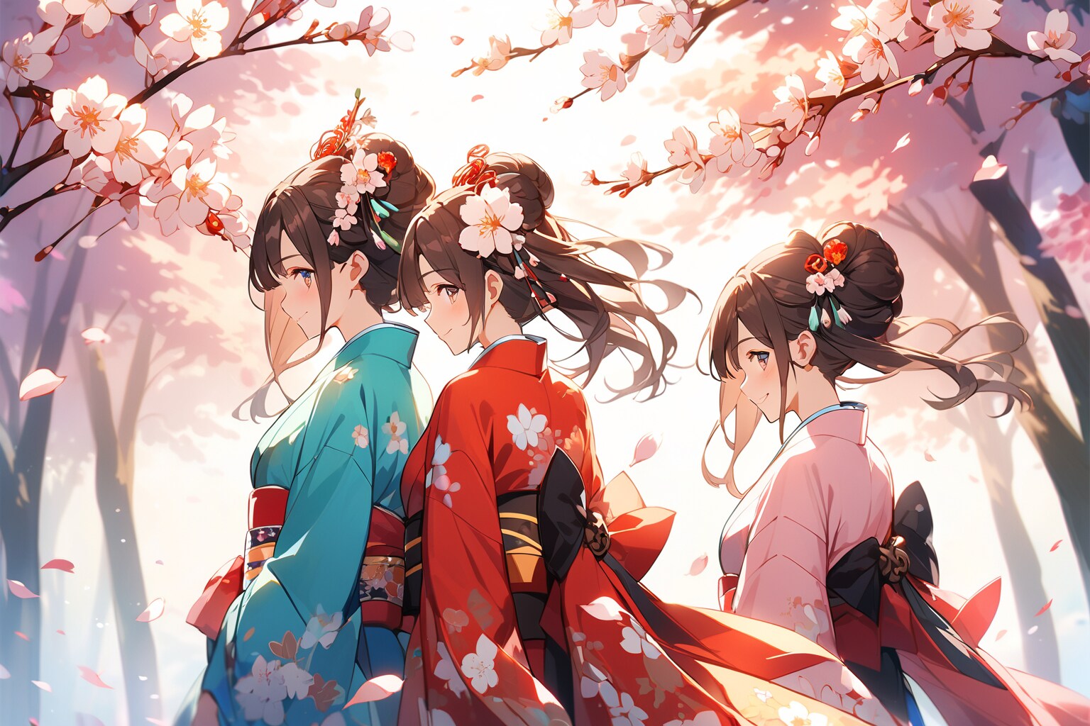 三つ子着物花見