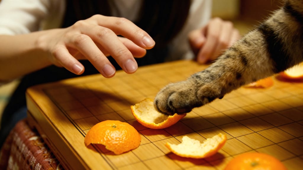 A cat and a kotatsu