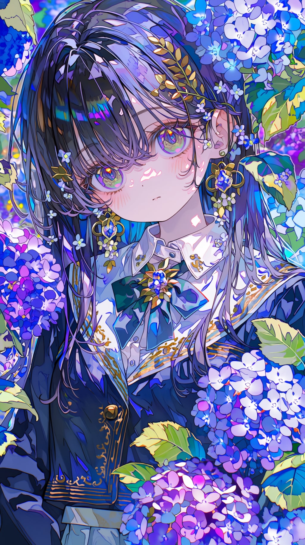 紫陽花が咲く学園