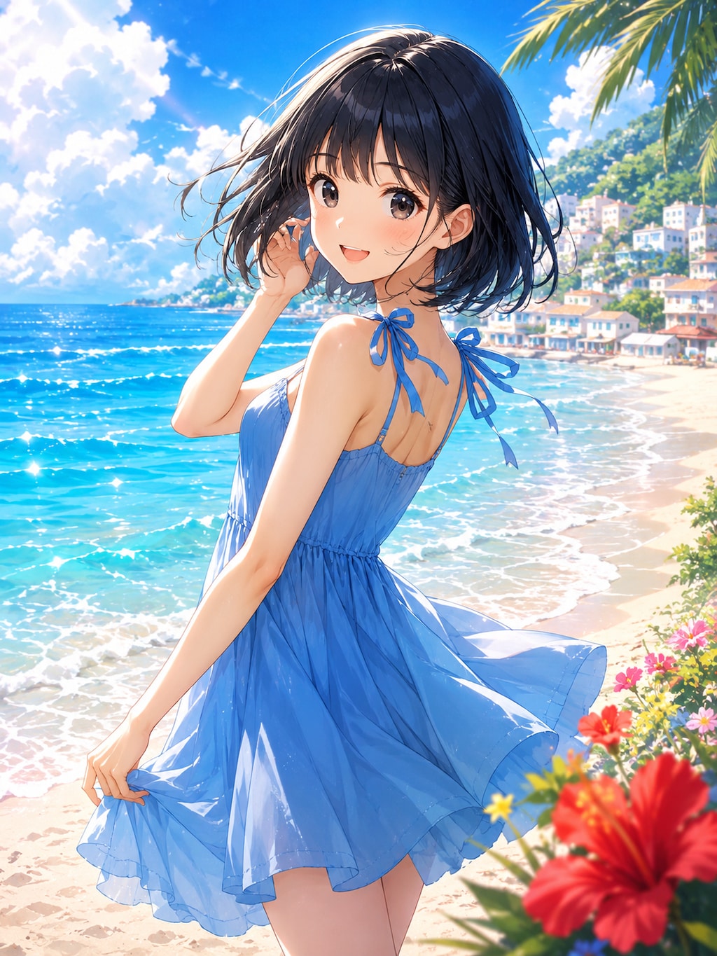 青いワンピースの女の子