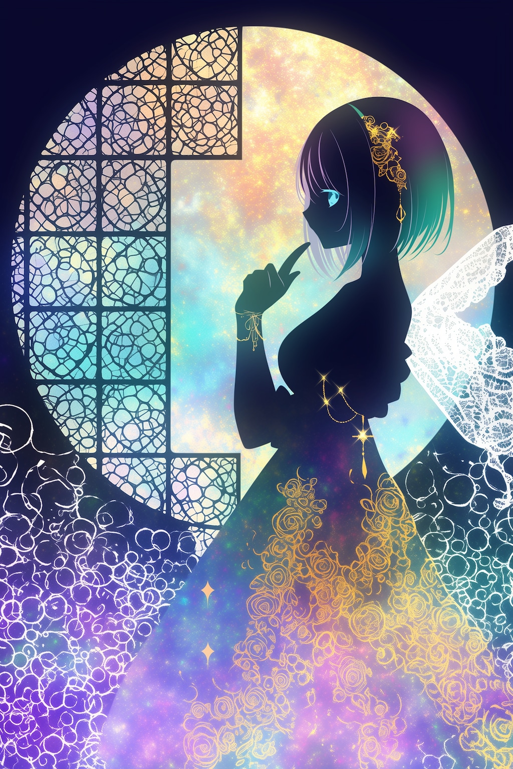 窓辺の幻想シルエット