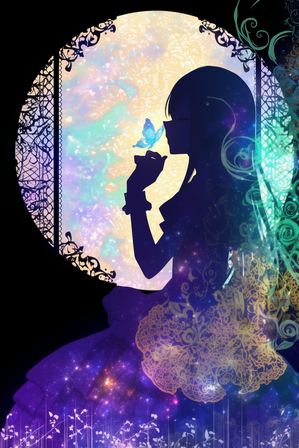 窓辺の幻想シルエット