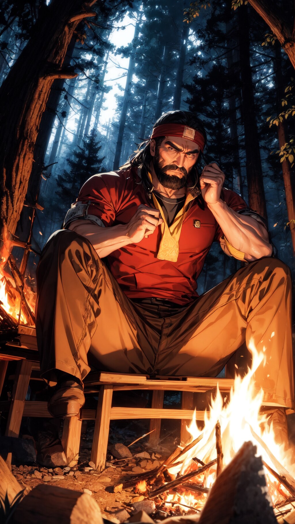 キャンプでファイヤー