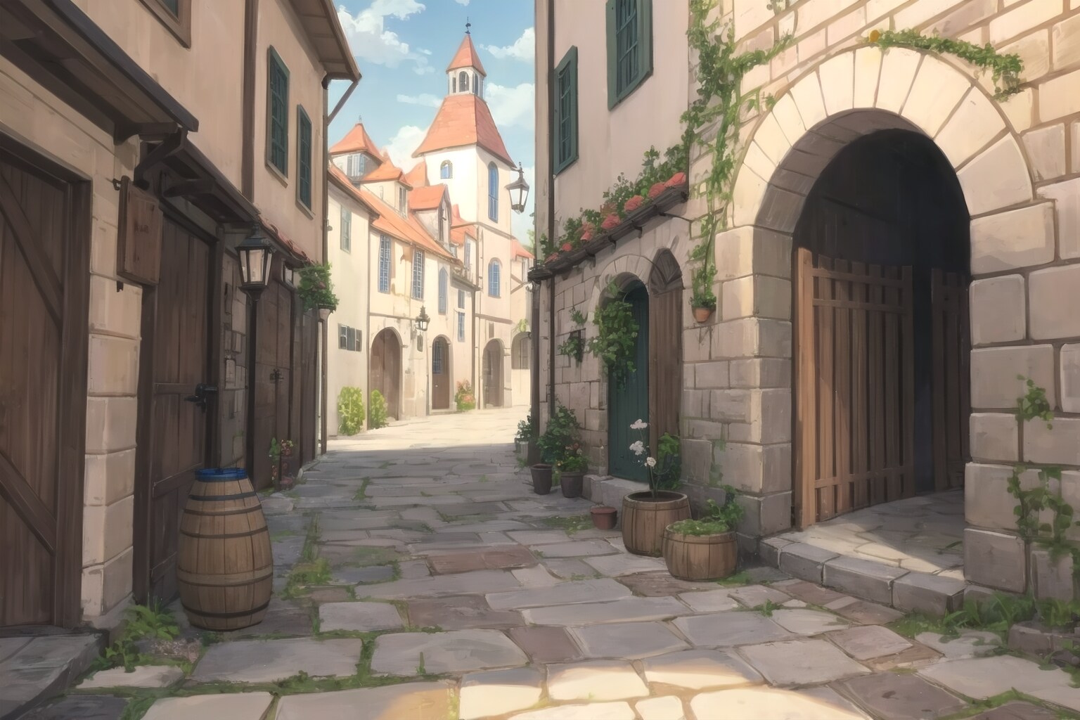 ファンタジー背景 街 ③ | の人気AIイラスト・グラビア