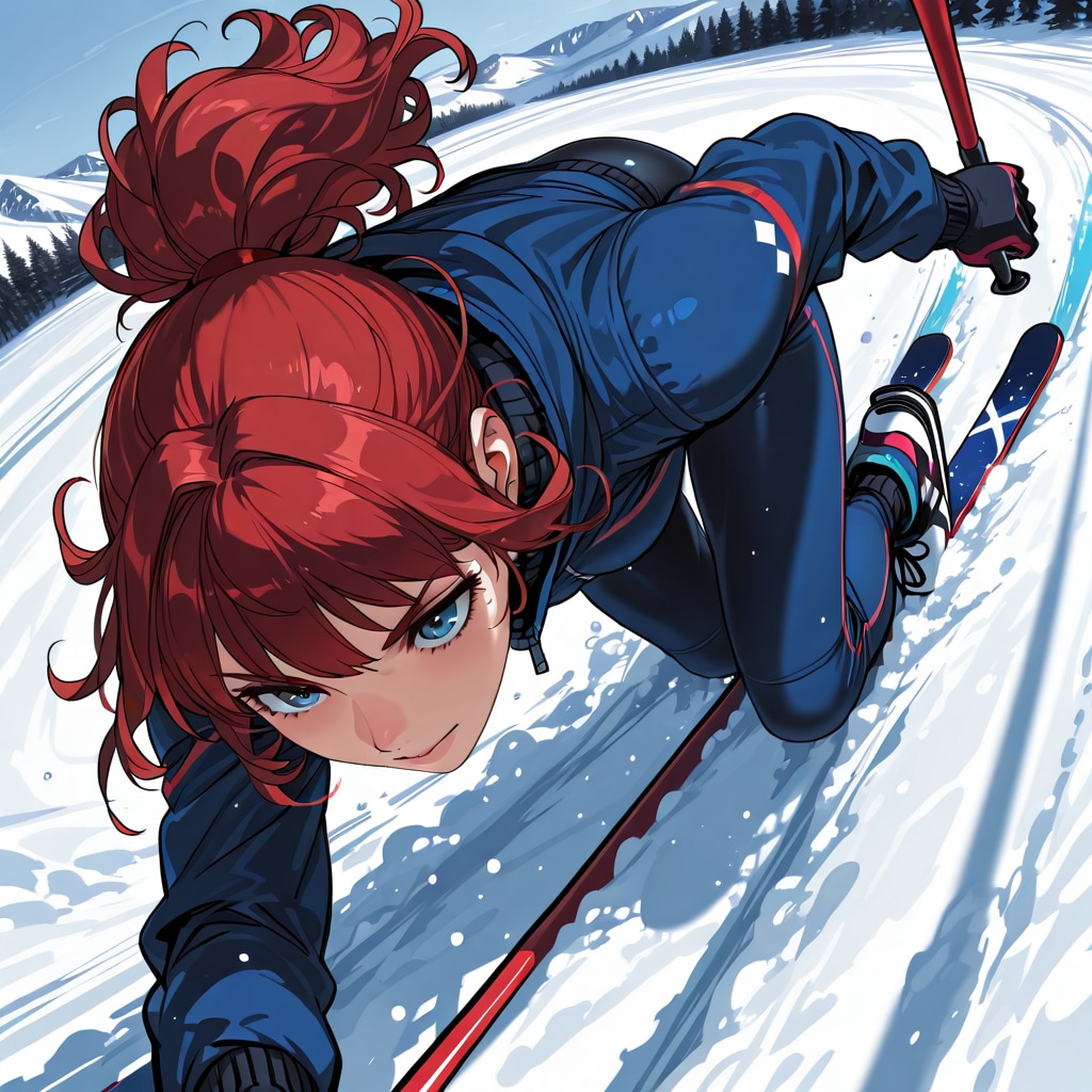 スキーを楽しむケイトさん。