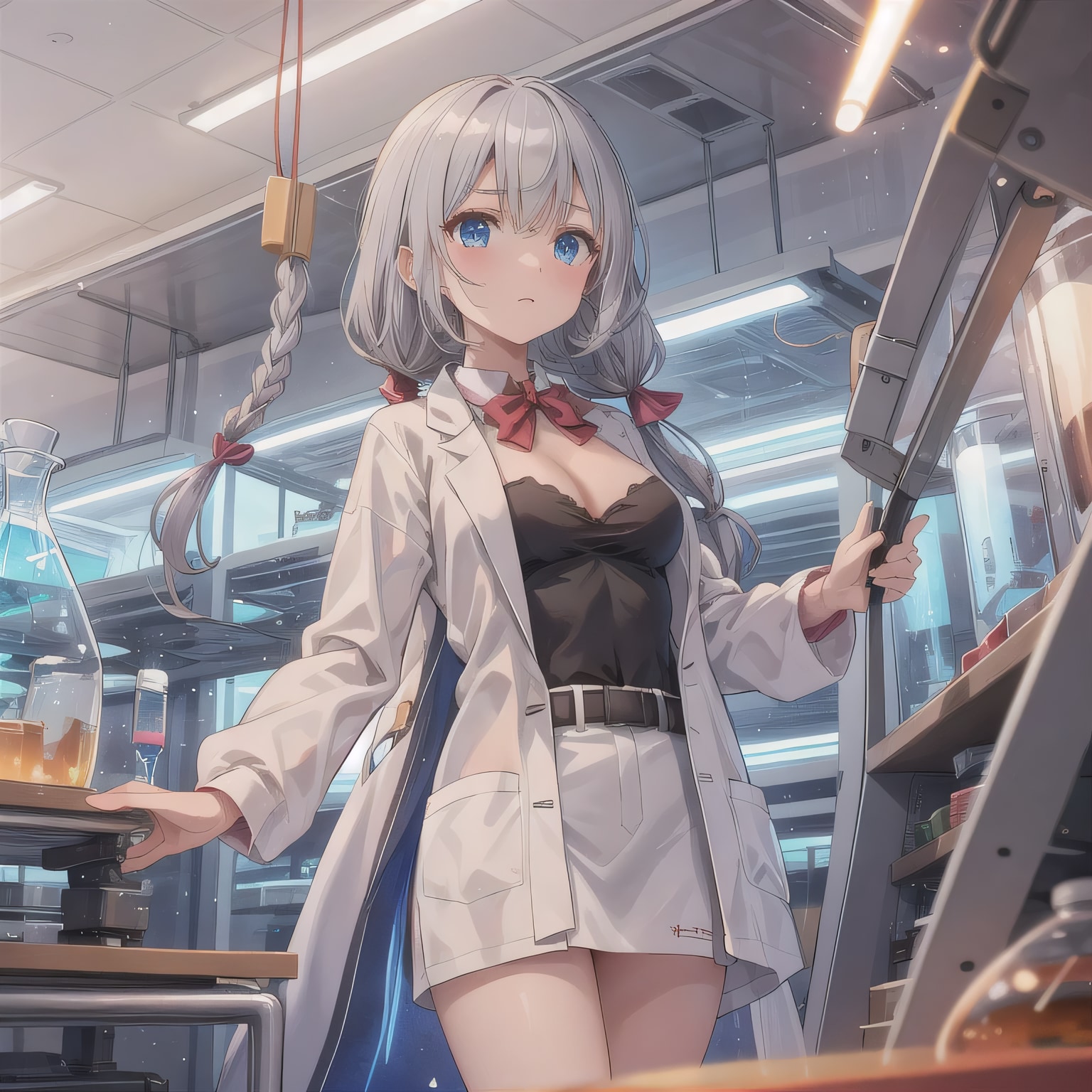 銀髪ロングで白衣の少女２０ | の人気AIイラスト・グラビア