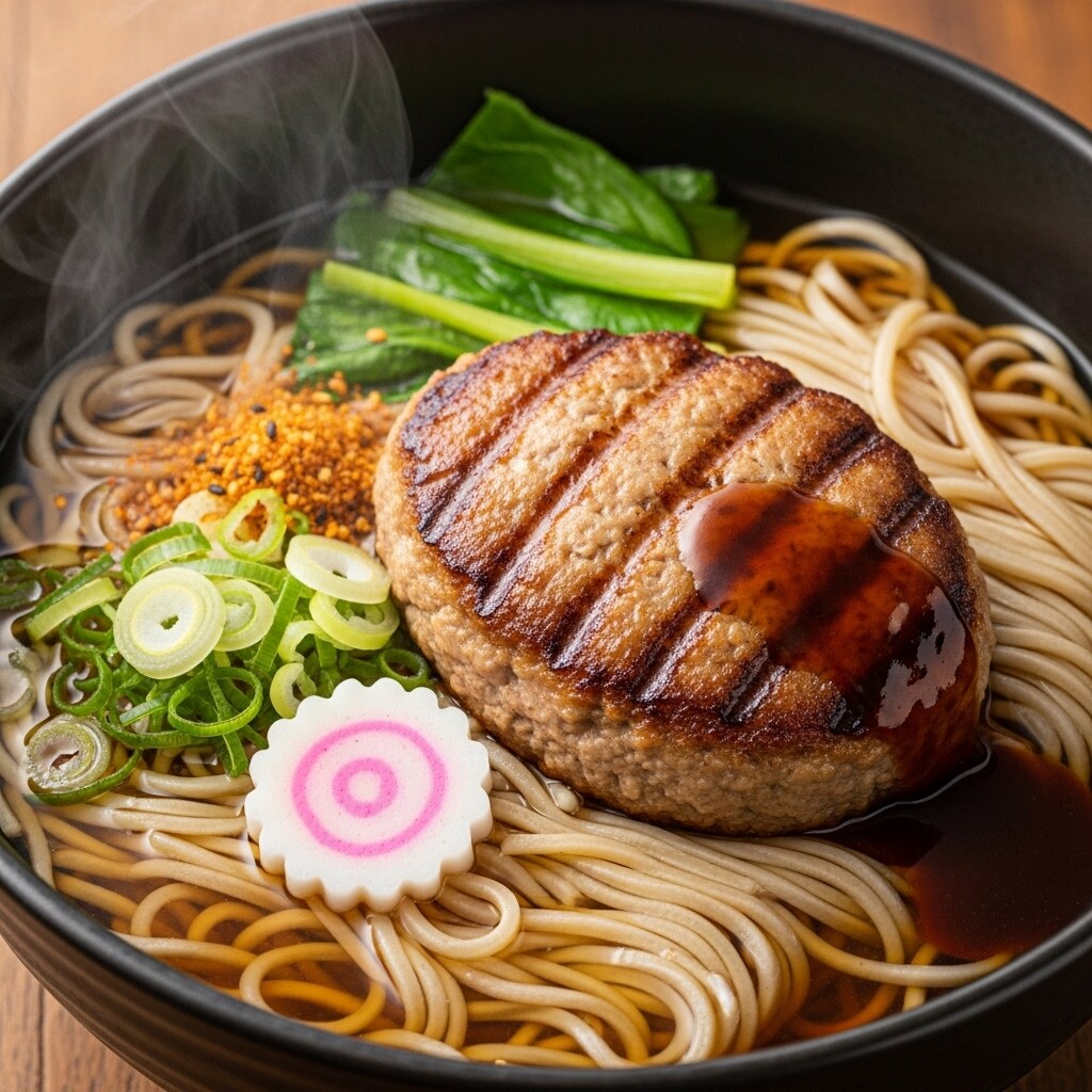 新メニュー・ハンバーグ蕎麦(笑)