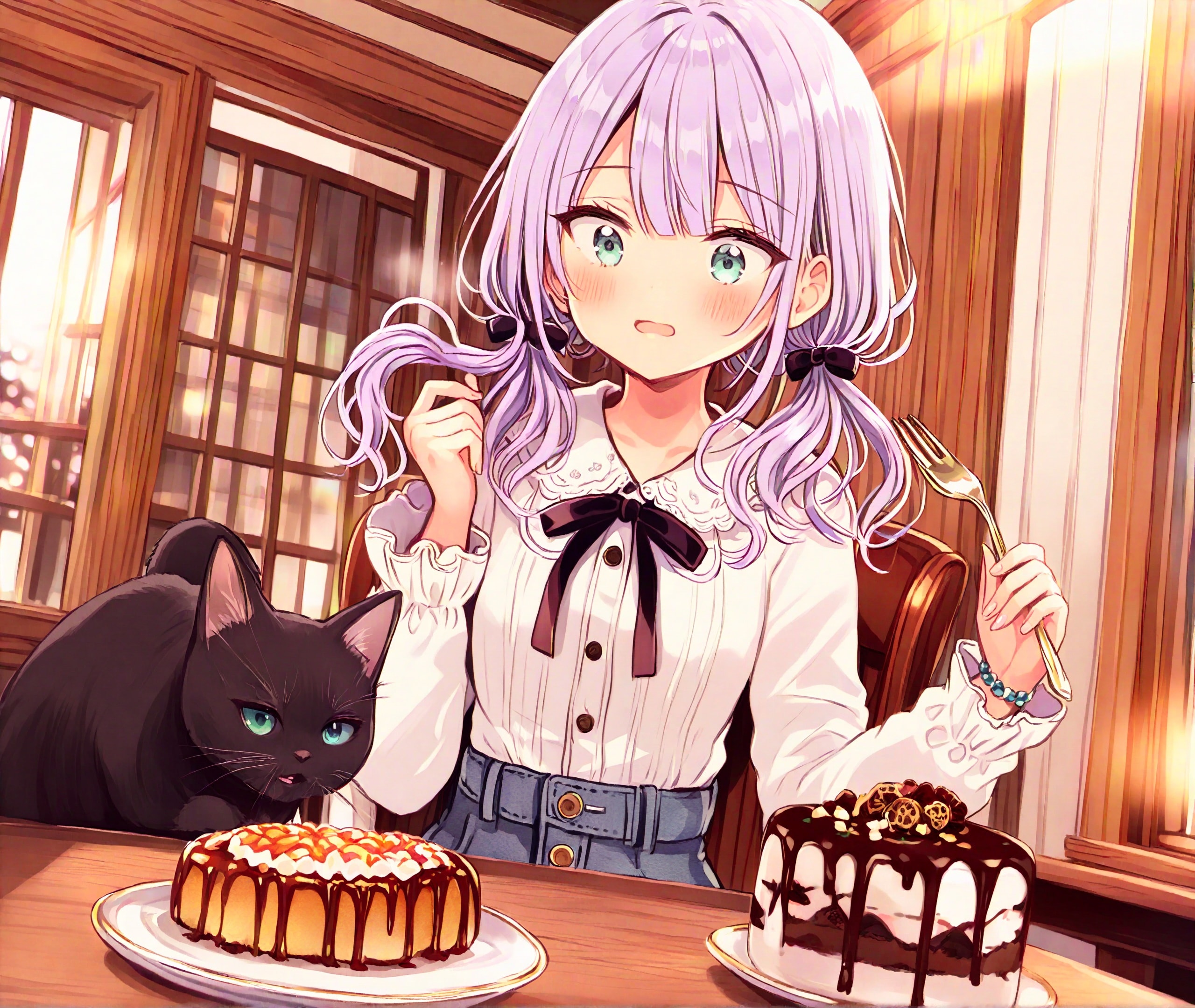 黒猫とおやつ | の人気AIイラスト・グラビア