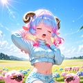 5枚）欠伸をする羊娘さん 5枚目