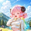 5枚）欠伸をする羊娘さん 4枚目