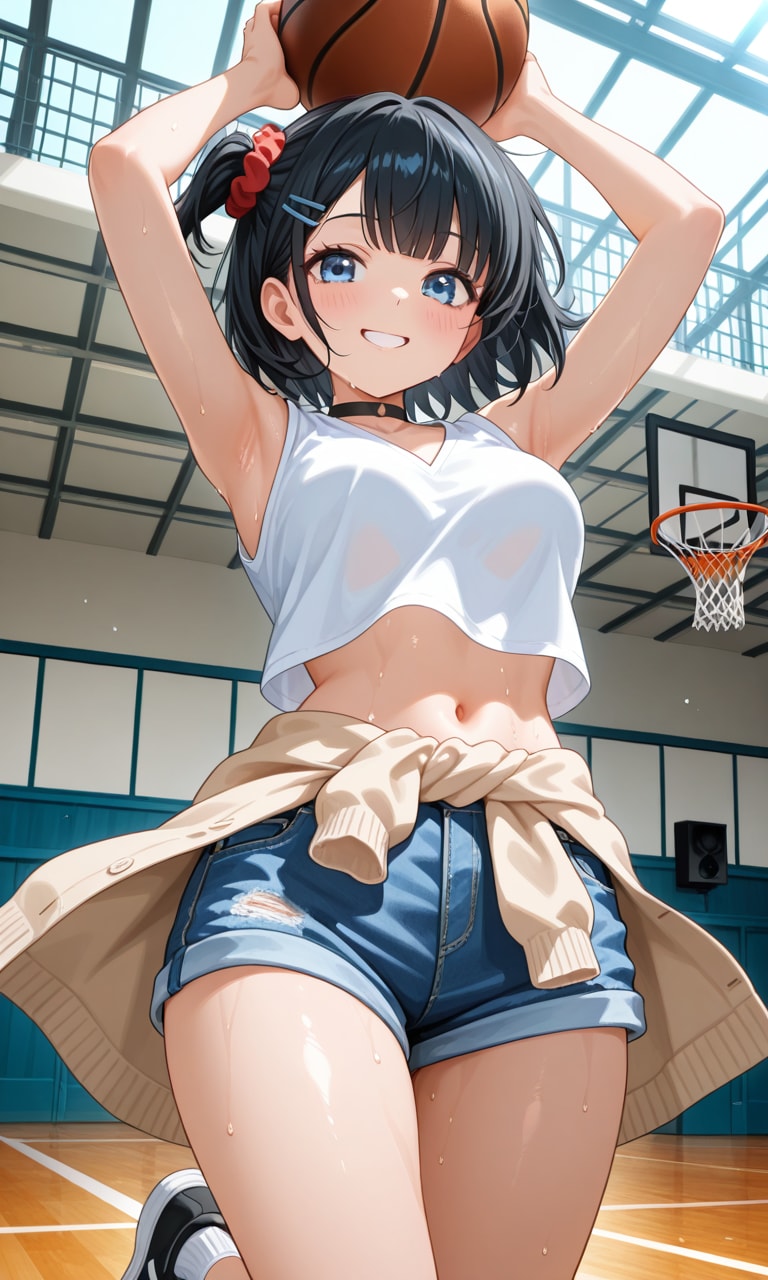 幼馴染が無防備になる瞬間inバスケコート | の人気AIイラスト・グラビア