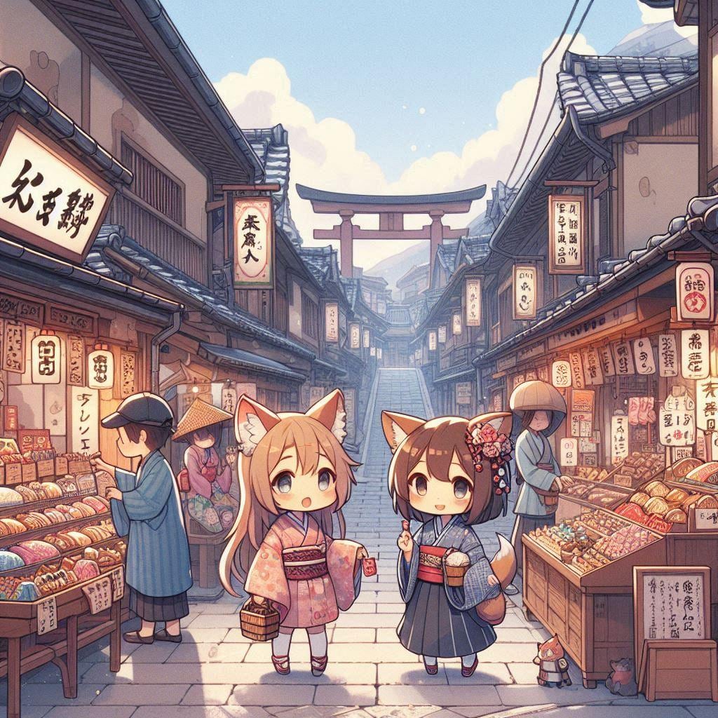 参詣道と狐耳ちゃん