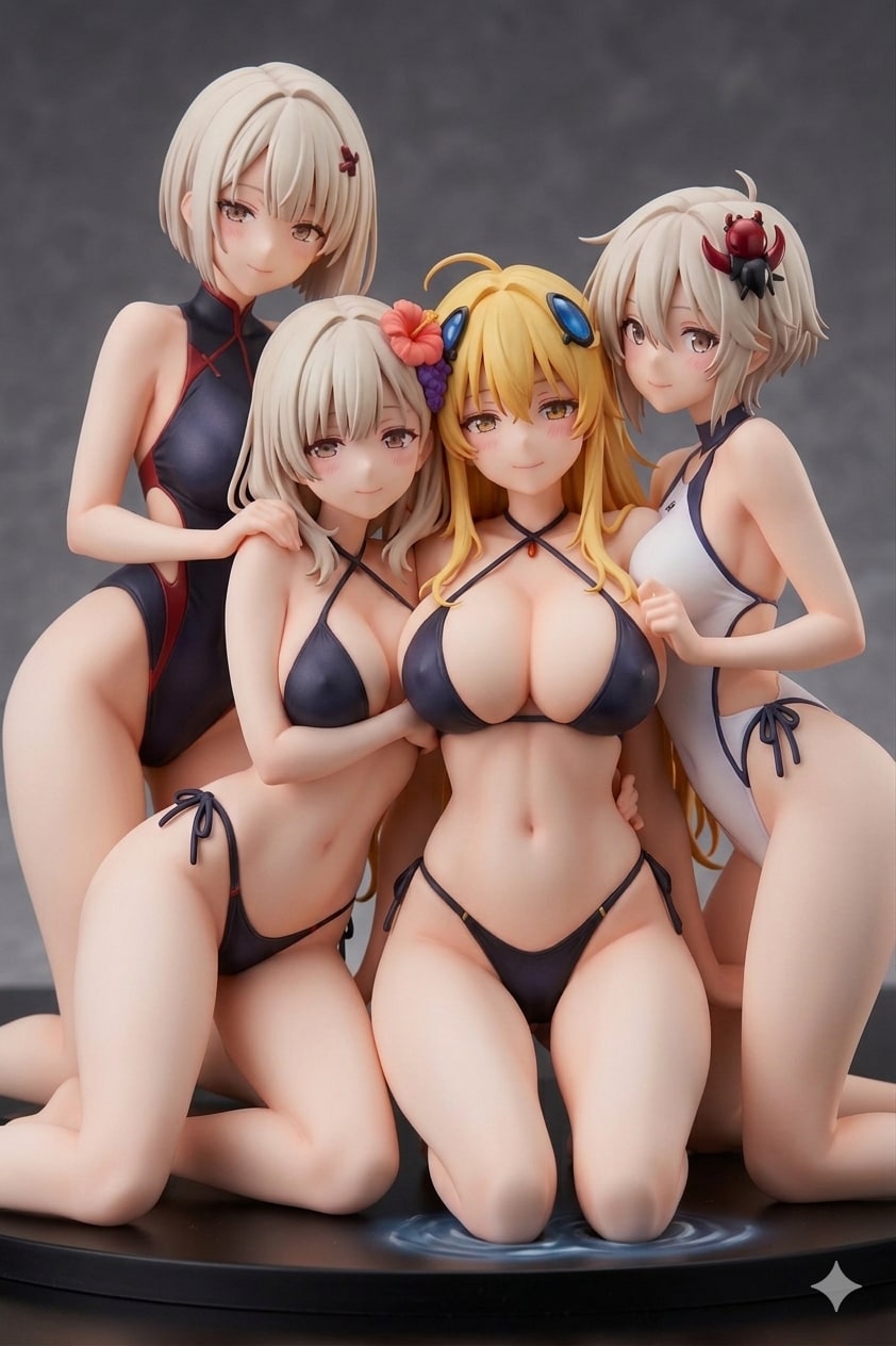（百合な女幹部フィギュア）好みの髪色な女戦闘員達をはべらせて😍女の子同士ハーレム💕を楽しむ金髪女幹部ちゃん♪