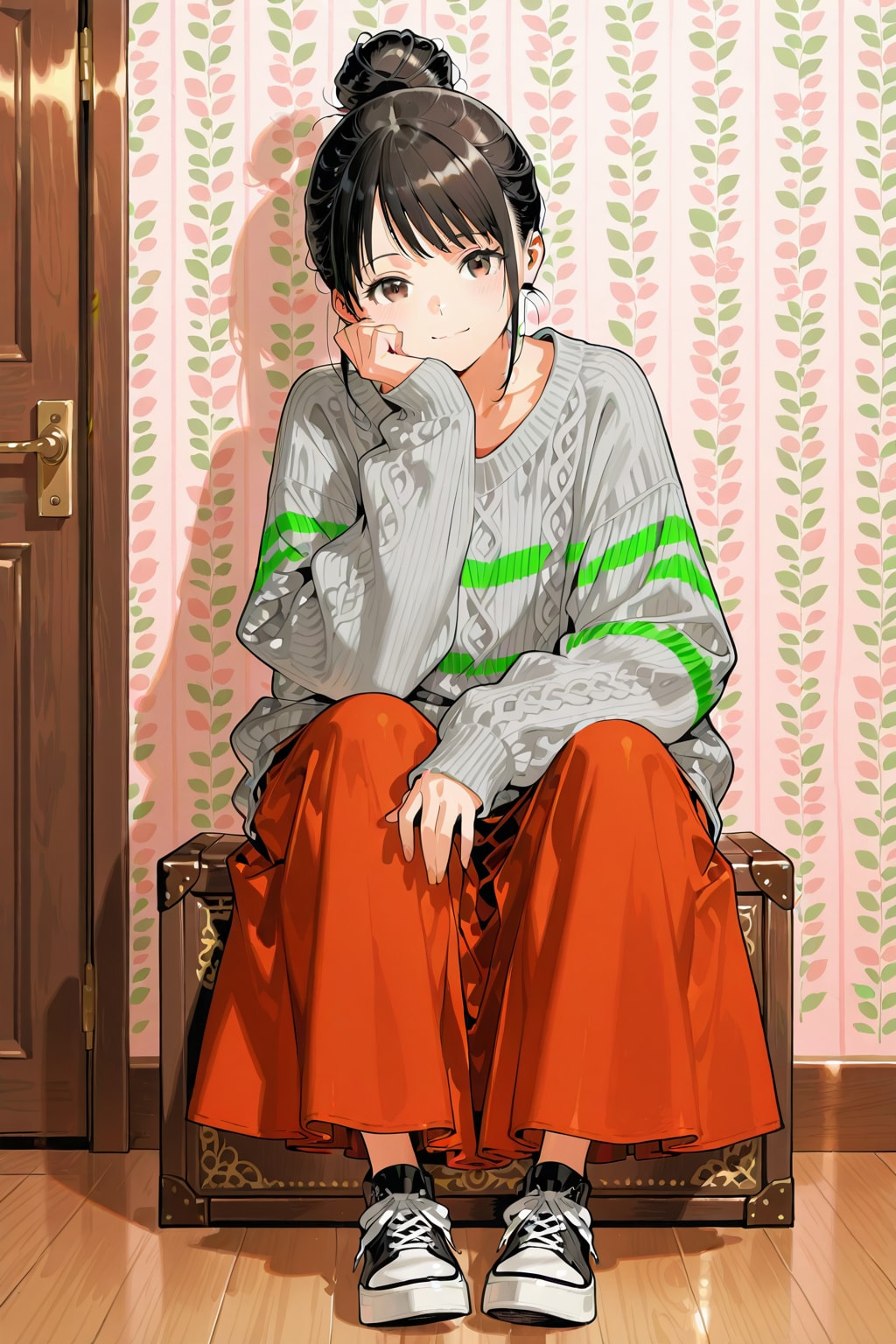 赤のロングスカートの子