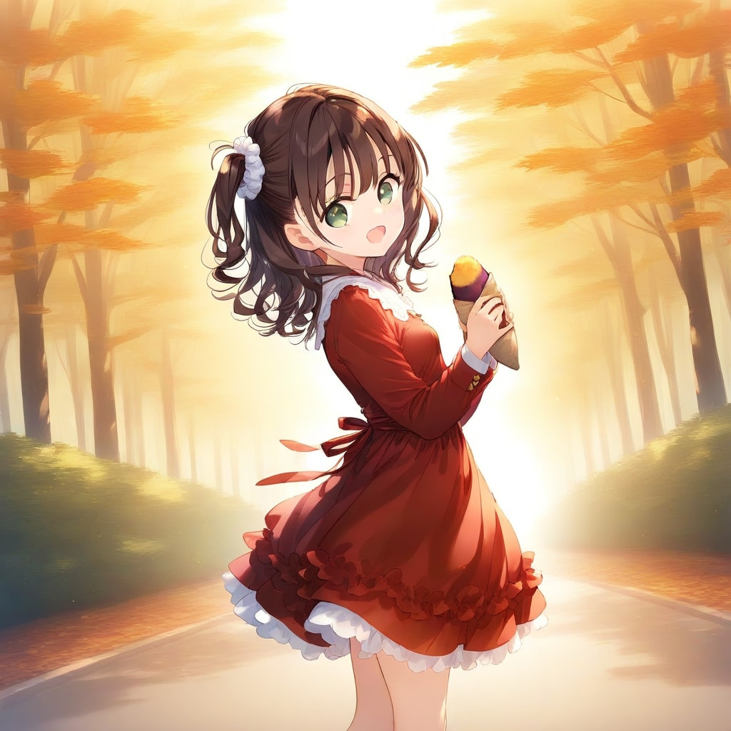 焼き芋を食べるホカちゃん