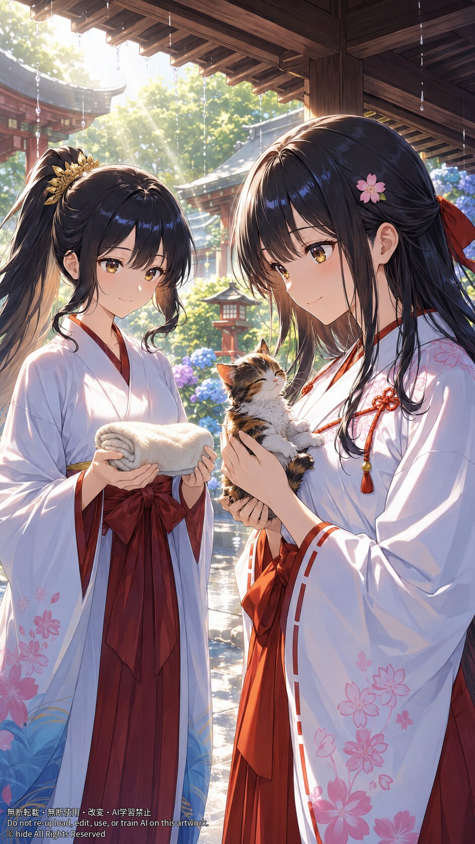 雨宿りの小さな家族 | の人気AIイラスト・グラビア