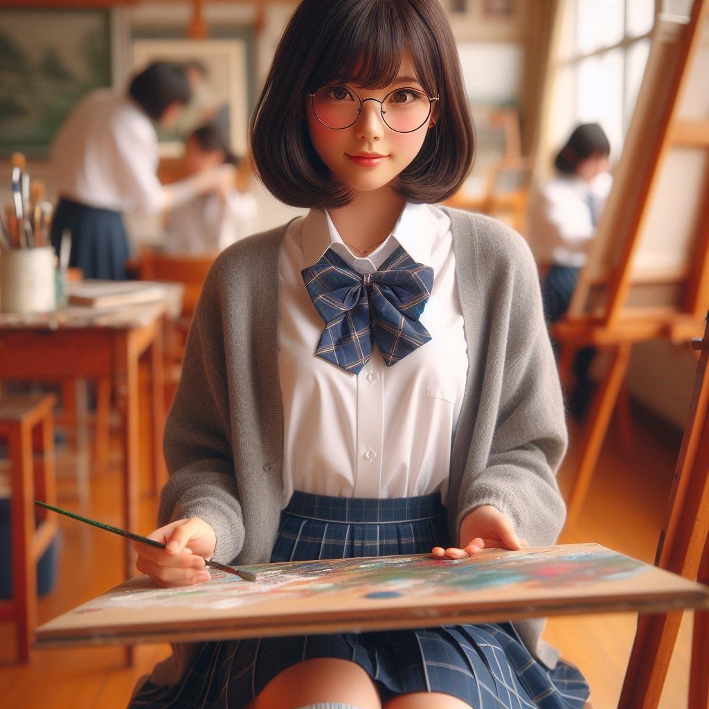 眼鏡女子 楓の絵画教室