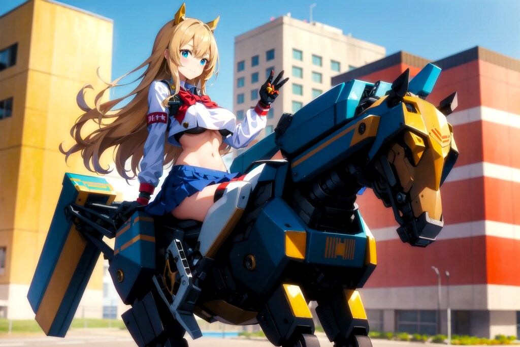 ロボ馬とバイクが合体そして馬耳