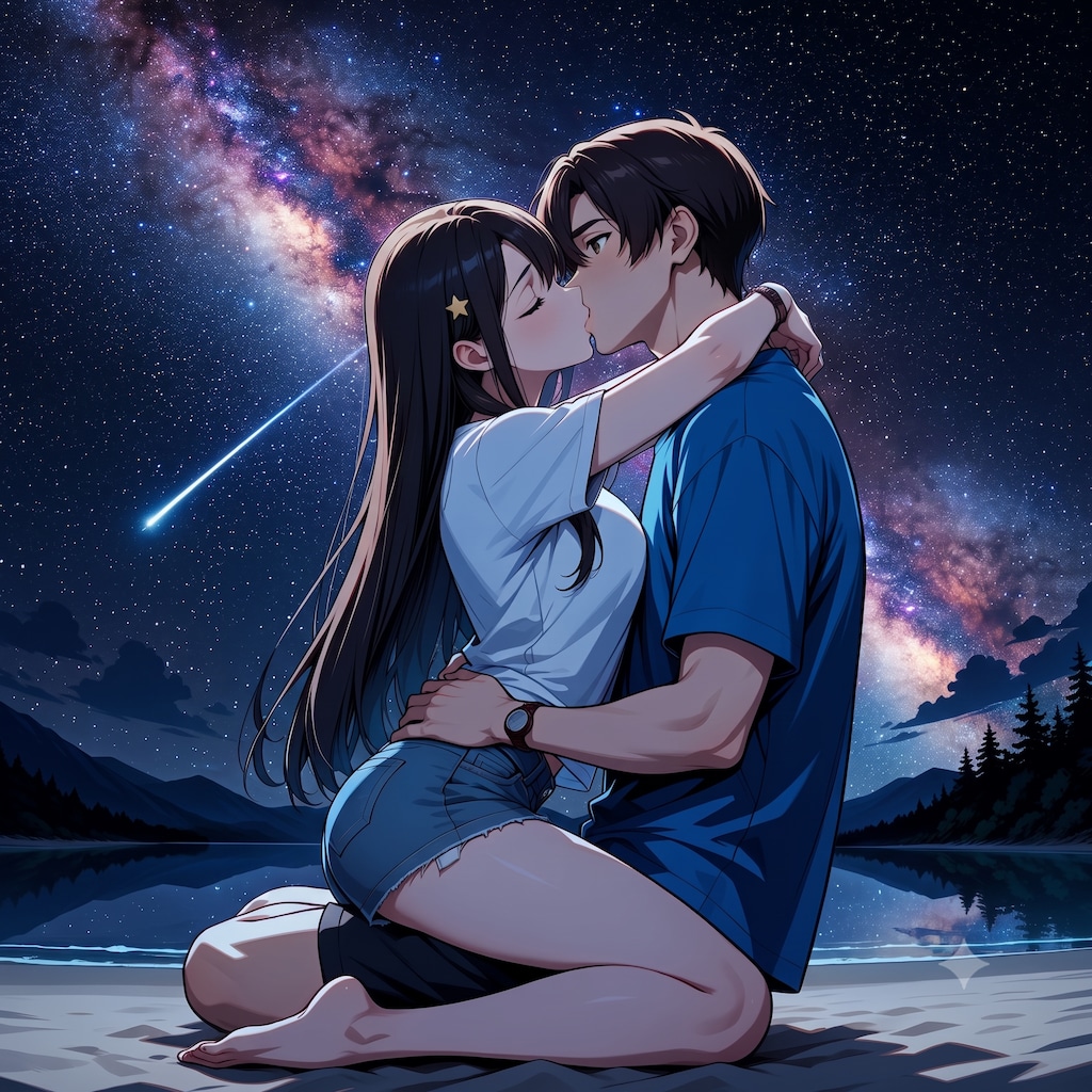満天の星空の下で(モデル：早乙女さくら)