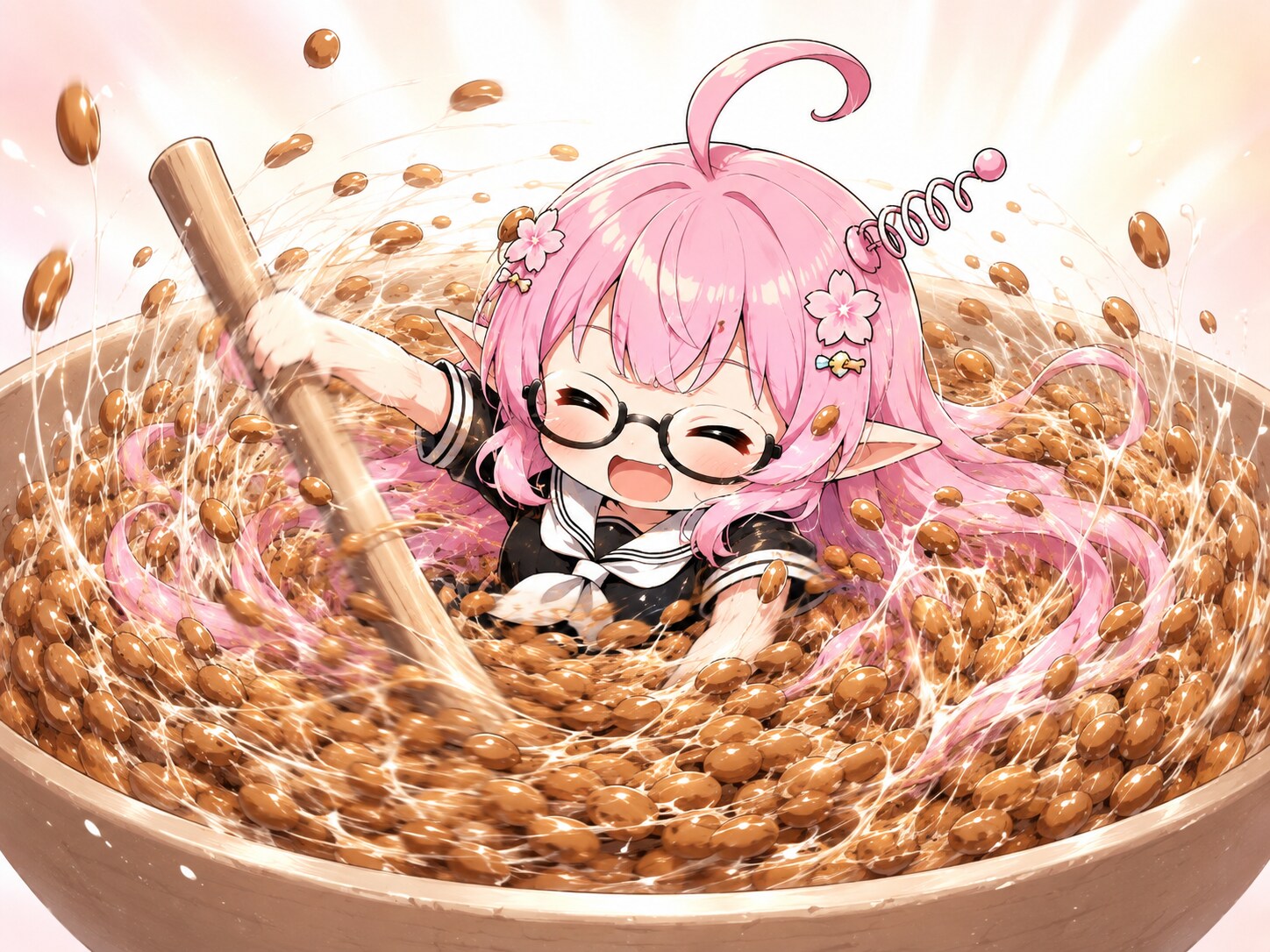 ボクはもうあの納豆のようにほんとうのみんなのさいわいのためならばボクのからだなんか百ぺん混ぜてもかまわない。
