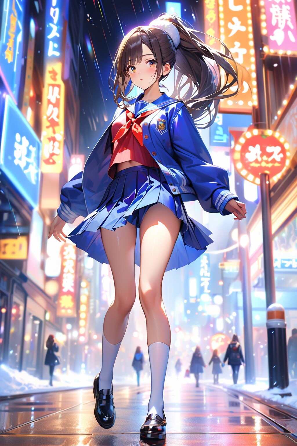 セーラー服にカーディガンを羽織った少女