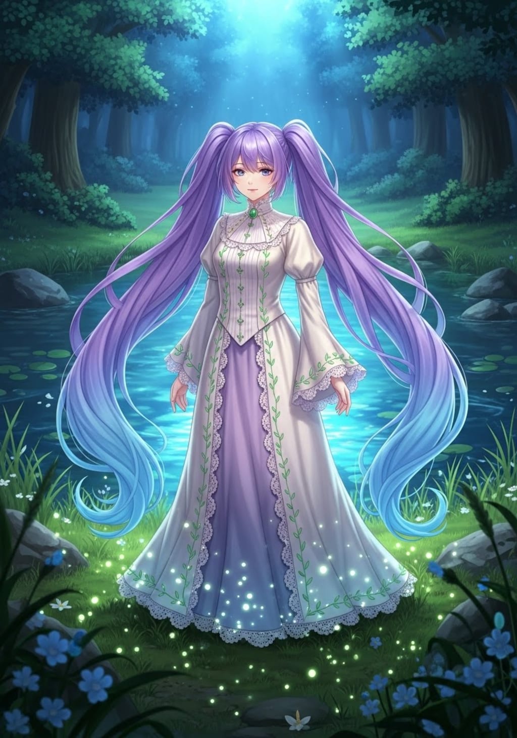 翠光に揺れるツインテール