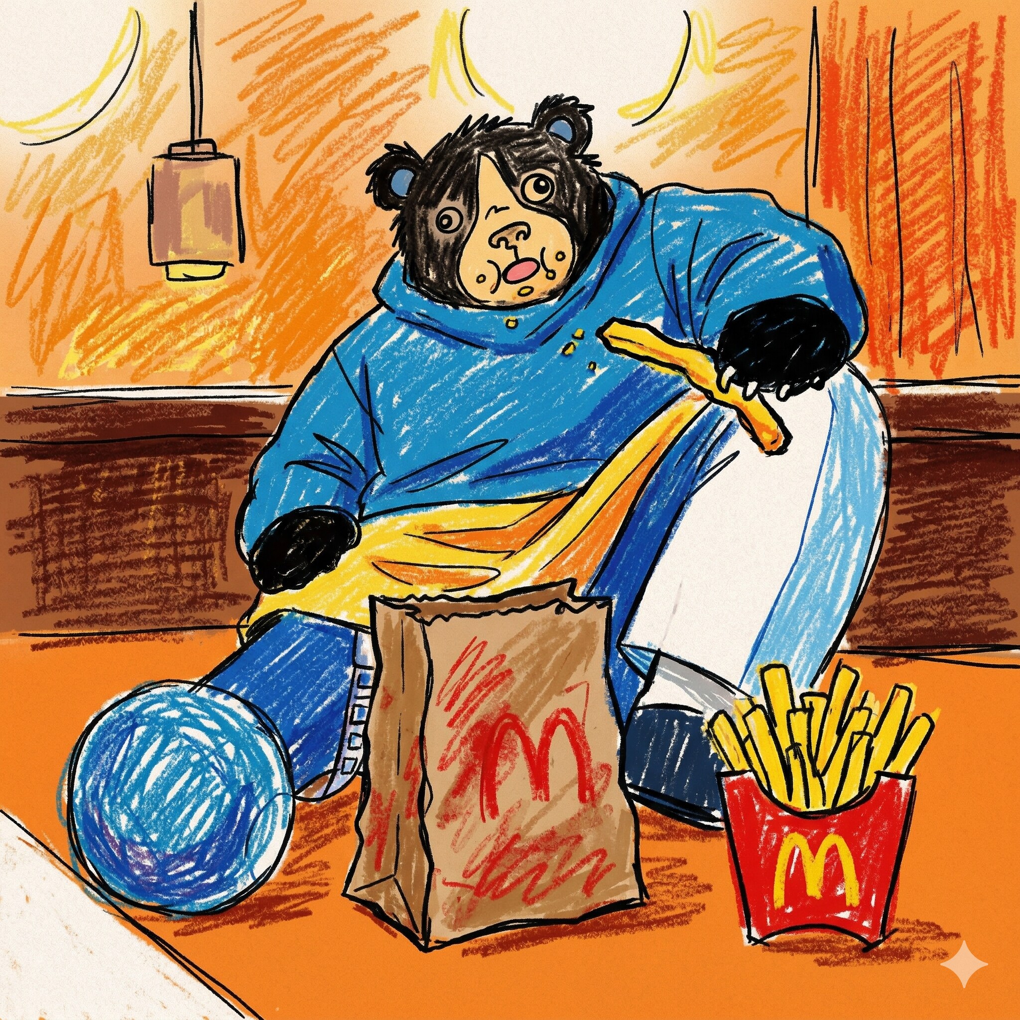 マクドナルドを食べるクマ