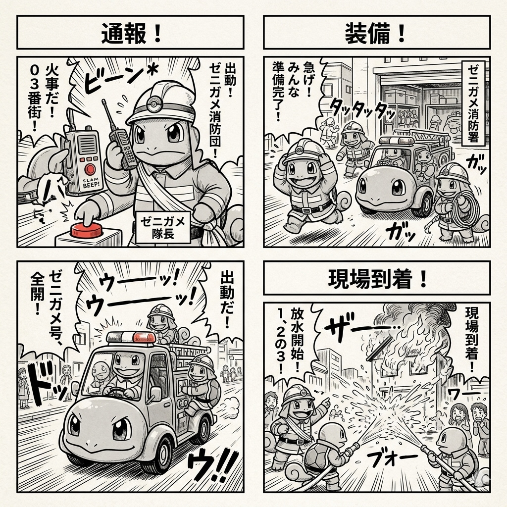 ゼニガメ消防団！