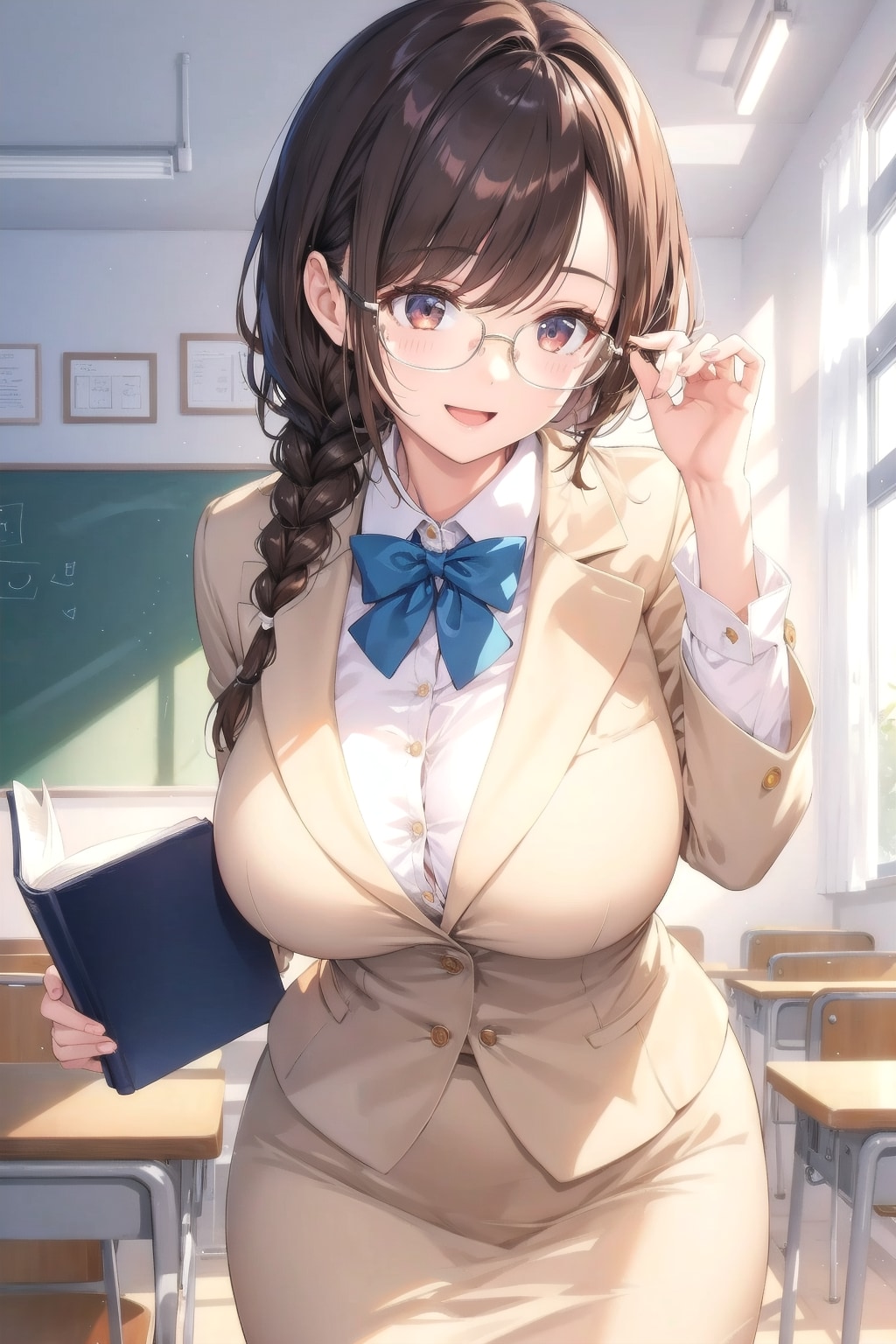 ブレザーお試し眼鏡三つ編み姉妹　～制服変更試案～