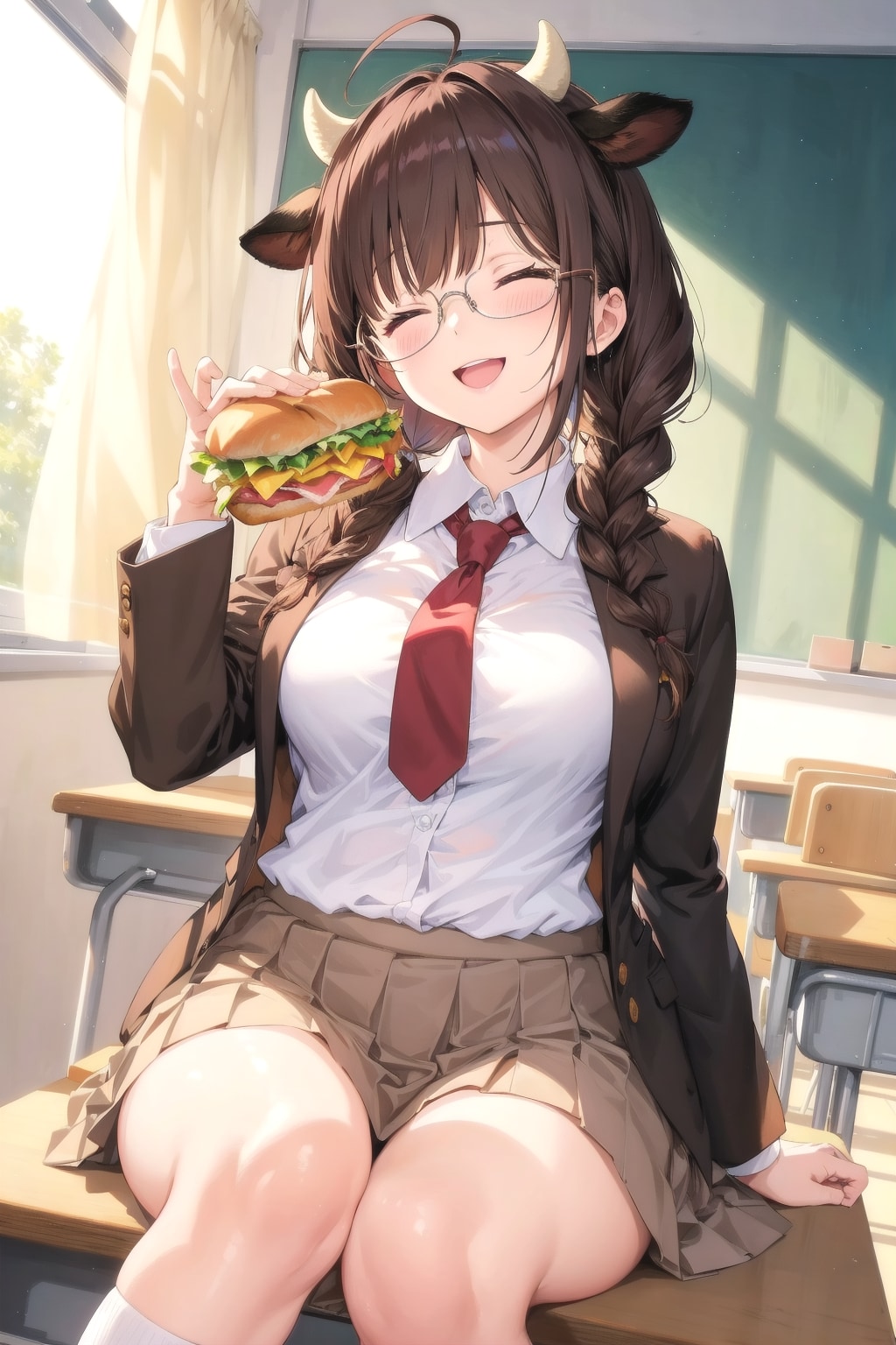 ブレザーお試し眼鏡三つ編み姉妹　～制服変更試案～